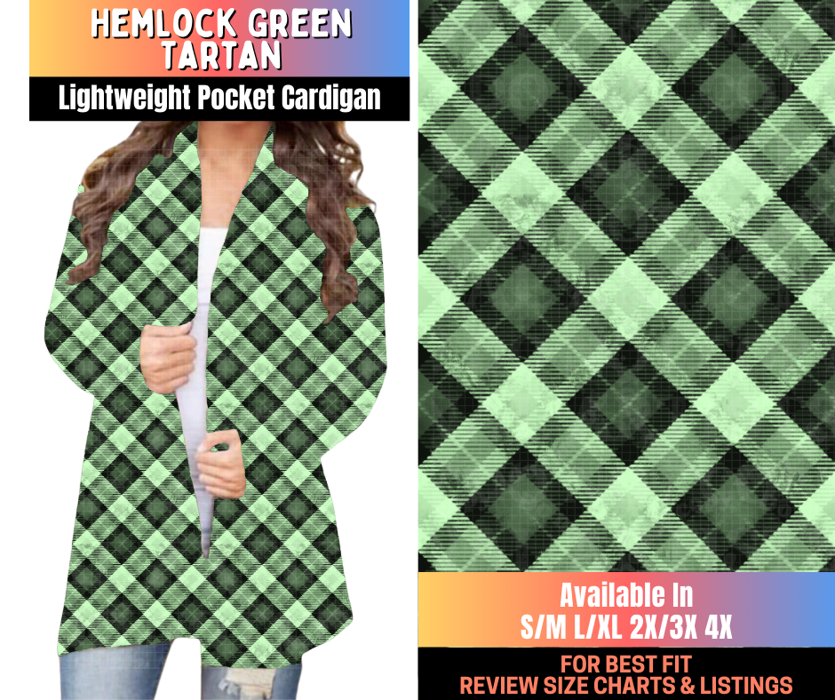 Preorder! Closes 10/15. ETA Jan. Hemlock Green Tartan Pocket Cardigan