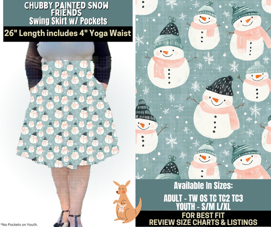 Preorder! Closes 10/2. ETA Dec. Chubby Painted Snow Friends Swing Skirt