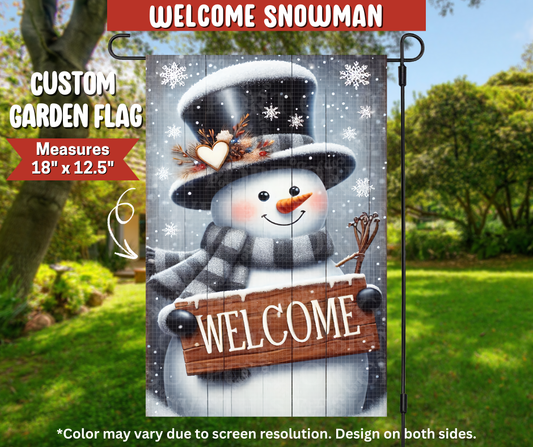 Preorder! Closes 9/22. ETA Dec. Welcome Snowman Garden Flag