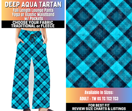 Preorder! Closes 10/15. ETA Jan. Deep Aqua Tartan Lounge Pants Choose Fleece or Traditional