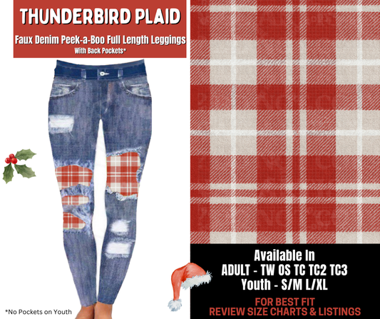 Preorder! Closes 9/24. ETA Dec. Thunderbird Plaid Full Length Faux Denim Peekaboo