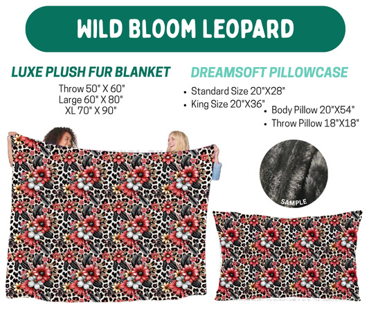 Preorder! Closes 10/12. ETA Jan. Wild Bloom Leopard Luxe Plush Fur Blanket and/or DreamSoft Pillowcase