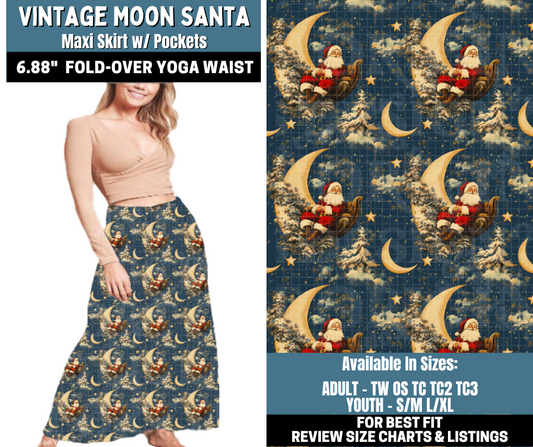 Preorder! Closes 10/13. ETA Jan. Vintage Moon Santa Maxi Skirt