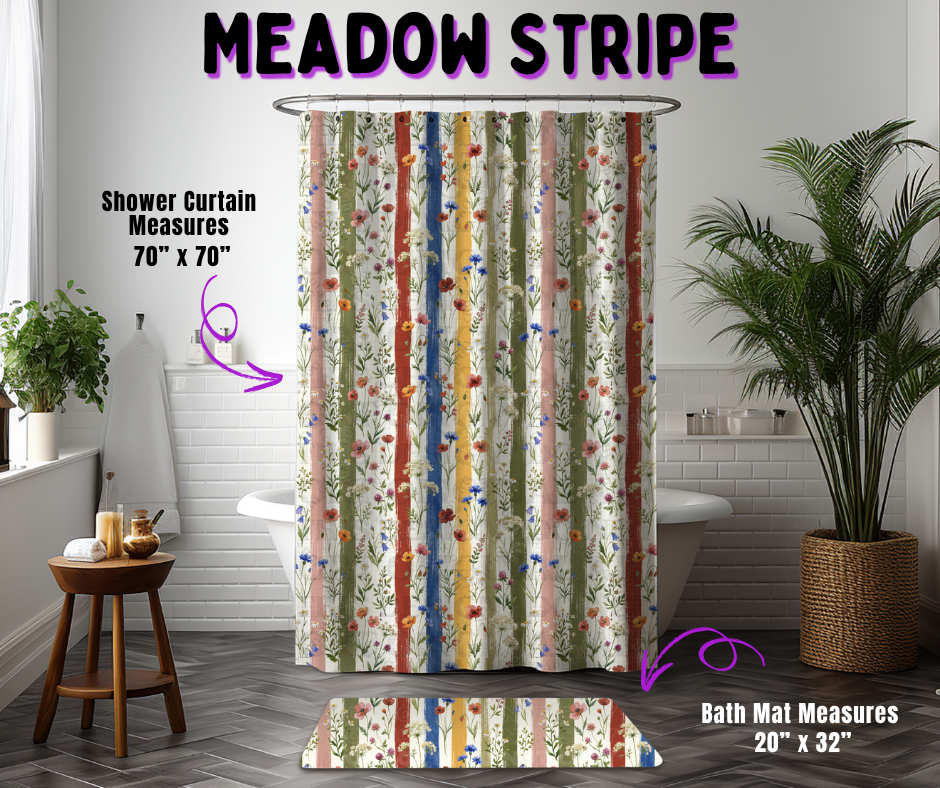 Preorder! Closes 10/21. ETA Jan. Meadow Stripe Custom Shower Curtain and/or Bath Mat