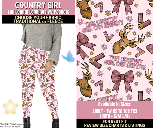 Preorder! Closes 9/25. ETA Dec. Country Girl Leggings Choose Fleece or Traditional