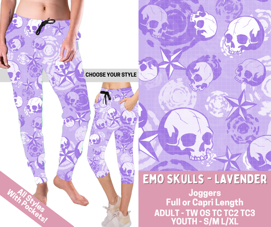 Preorder! Closes 2/23. ETA May. Emo Skulls - Lavender Combo Jogger Lengths