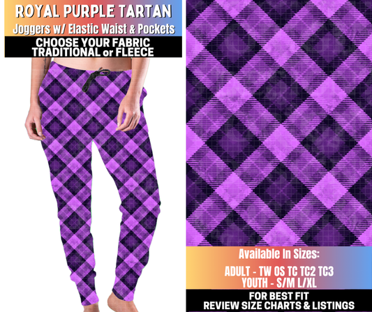 Preorder! Closes 10/15. ETA Jan. Royal Purple Tartan Joggers Choose Fleece or Traditional