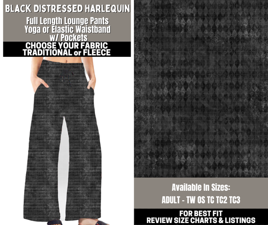Preorder! Closes 12/1. ETA Feb. Black Distressed Harlequin Lounge Pants Choose Fleece or Traditional