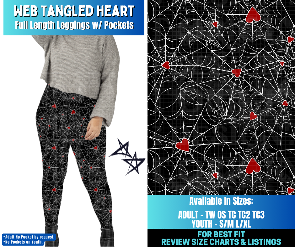 Preorder! Closes 12/17. ETA March. Web Tangled Heart Full Length Leggings w/wo Pockets