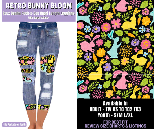Preorder! Closes 1/22. ETA April. Retro Bunny Bloom Capri Faux Denim Peekaboo