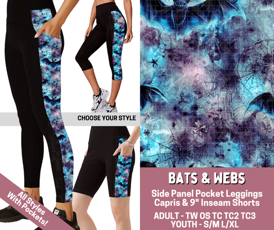 Preorder! Closes 6/4. ETA Sept. Bats & Webs Combo Side Panel Legging Lengths