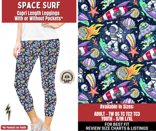 Preorder! Closes 12/22. ETA March. Space Surf Capri Length Leggings w/wo Pockets