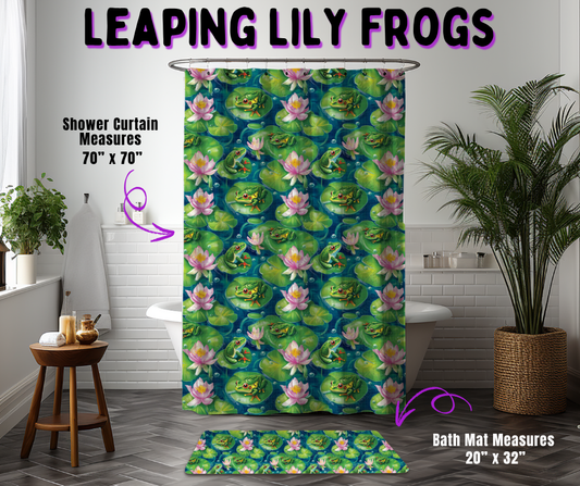 Preorder! Closes 10/21. ETA Jan. Leaping Lily Frogs Custom Shower Curtain and/or Bath Mat