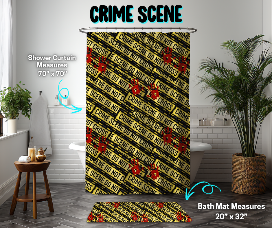Preorder! Closes 3/26. ETA June. Crime Scene Custom Shower Curtain and/or Bath Mat