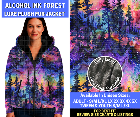 Preorder! Closes 10/20. ETA Jan. Alcohol Ink Forest Luxe Fur Jacket