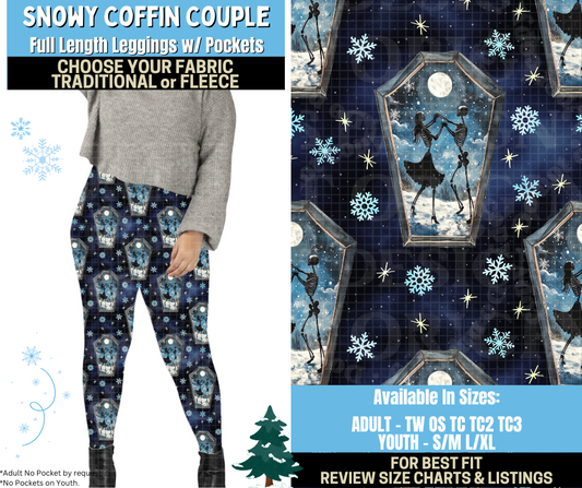 Preorder! Closes 8/28. ETA Nov. Snowy Coffin Couple Leggings Choose Fleece or Traditional