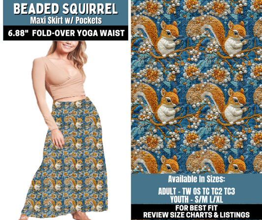 Preorder! Closes 10/13. ETA Jan. Beaded Squirrel Maxi Skirt