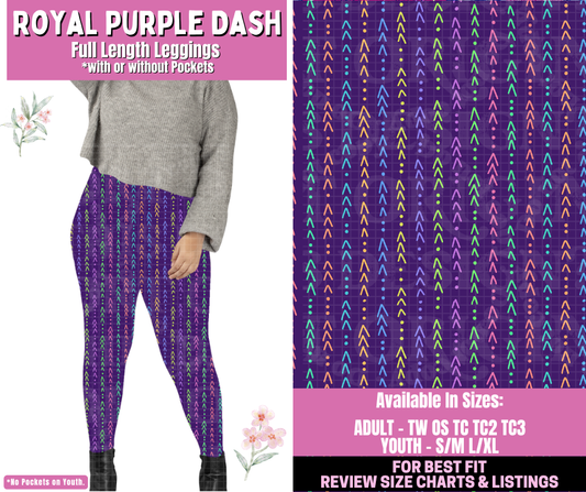 Preorder! Closes 1/12. ETA March. Royal Purple Dash Full Length Leggings w/wo Pockets