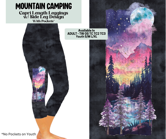 Preorder! Closes 6/19. ETA Sept. Mountain Camping Capri Leggings w/ Side Leg Designs