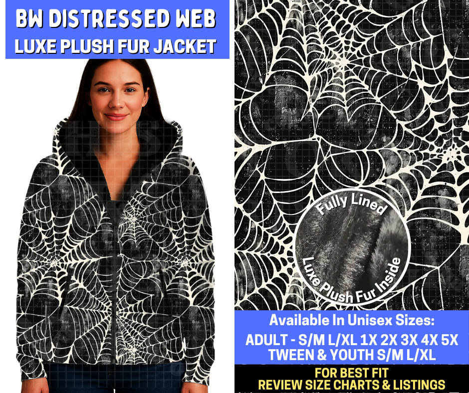 Preorder! Closes 10/20. ETA Jan. BW Distressed Web Luxe Fur Jacket