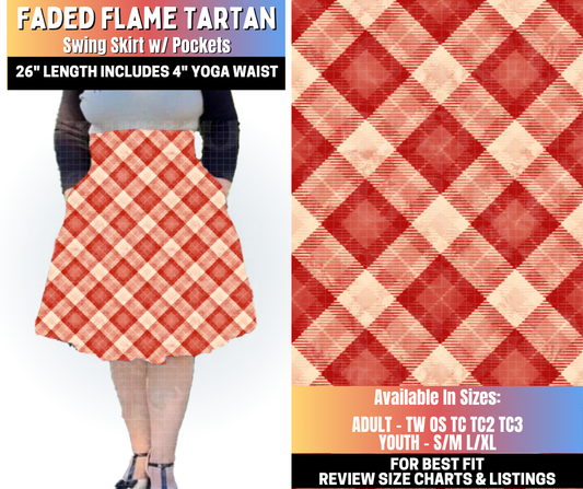 Preorder! Closes 10/15. ETA Jan. Faded Flame Tartan Swing Skirt