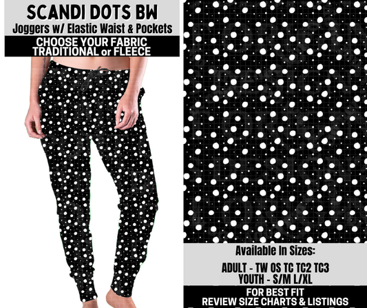 Preorder! Closes 10/6. ETA Dec. Scandi Dots BW Joggers Choose Fleece or Traditional
