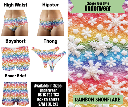 Preorder! Closes 8/25. ETA Nov. Rainbow Snowflake Hipster, High Waist, Boyshort, & Thong Underwear & Boxer Briefs