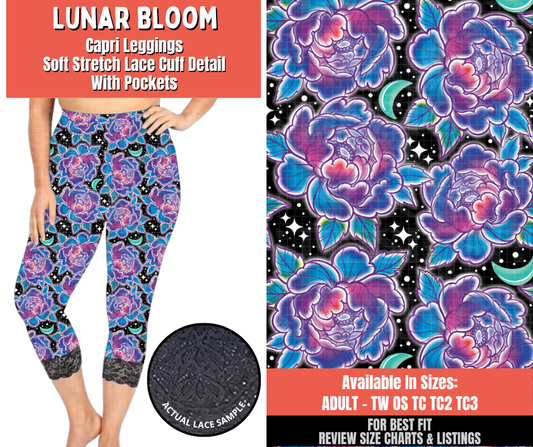 Preorder! Closes 5/18. ETA Aug. Lunar Bloom Lace Cuff Capris w/ Pockets