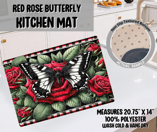 Preorder! Closes 11/26. ETA Feb. Red Rose Butterfly Kitchen Mat