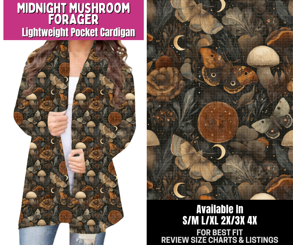 Preorder! Closes 6/18. ETA Sept. Midnight Mushroom Forager Pocket Cardigan