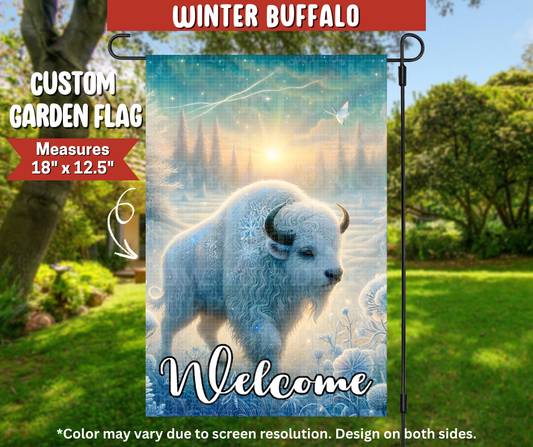 Preorder! Closes 9/22. ETA Dec. Winter Buffalo Garden Flag