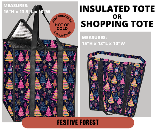 Preorder! Closes 9/11. ETA Dec. Festive Forest Shopping & Insulated Tote