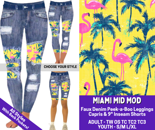 Preorder! Closes 4/9. ETA June. Miami Mid Mod Combo Faux Denim Peekaboo Legging Lengths