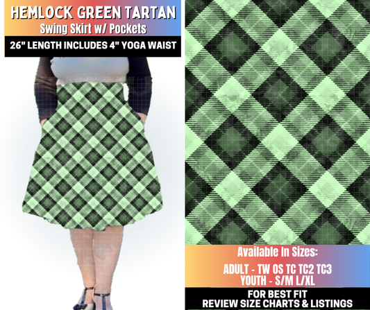 Preorder! Closes 10/15. ETA Jan. Hemlock Green Tartan Swing Skirt