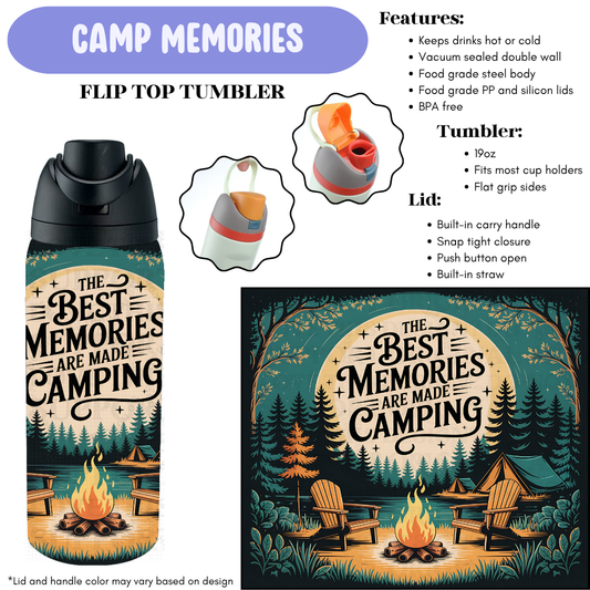 Preorder! Closes 12/11. ETA Feb. Camp Memories Flip Top Tumbler