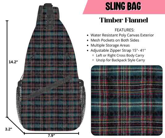 Preorder! Closes 9/17. ETA Dec. Timber Flannel Sling Bag