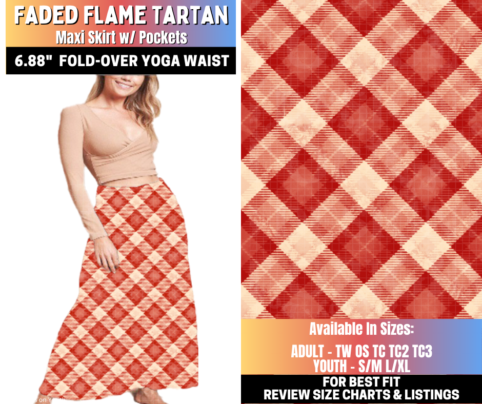 Preorder! Closes 10/15. ETA Jan. Faded Flame Tartan Maxi Skirt