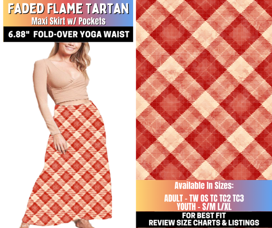 Preorder! Closes 10/15. ETA Jan. Faded Flame Tartan Maxi Skirt