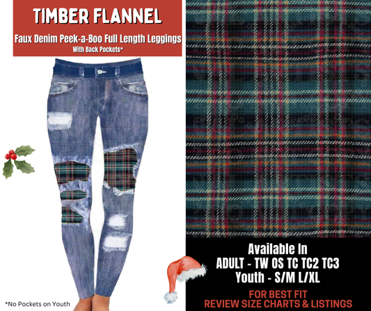 Preorder! Closes 9/24. ETA Dec. Timber Flannel Full Length Faux Denim Peekaboo