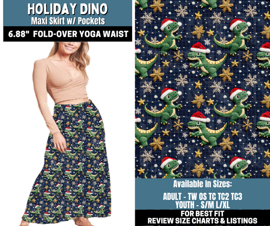 Preorder! Closes 10/13. ETA Jan. Holiday Dino Maxi Skirt