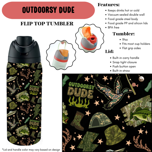 Preorder! Closes 9/18. ETA Dec. Outdoorsy Dude Flip Top Tumbler