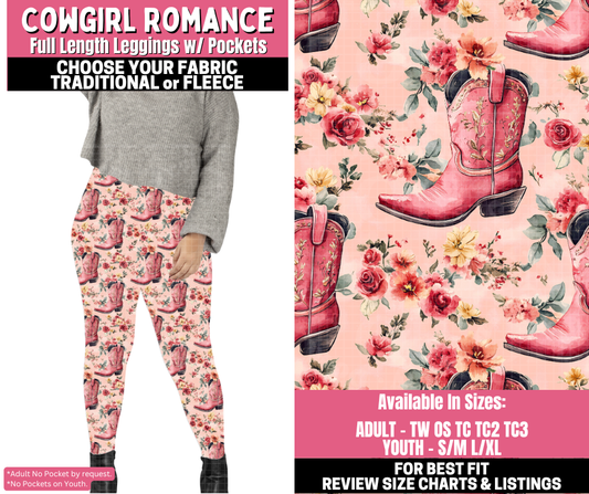 Preorder! Closes 11/19. ETA Jan. Cowgirl Romance Leggings Choose Fleece or Traditional