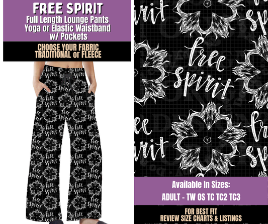 Preorder! Closes 9/23. ETA Dec. Free Spirit Lounge Pants Choose Fleece or Traditional