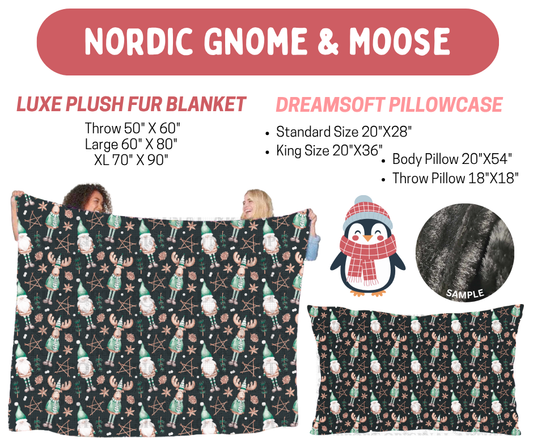 Preorder! Closes 8/17. ETA Nov. Nordic Gnome & Moose Luxe Plush Fur Blanket and/or DreamSoft Pillowcase