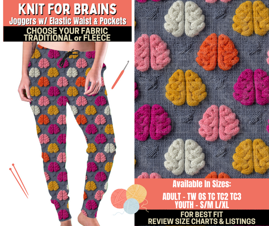 Preorder! Closes 10/1. ETA Dec. Knit For Brains Joggers Choose Fleece or Traditional