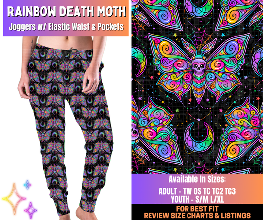 Preorder! Closes 12/10. ETA March. Rainbow Death Moth Joggers