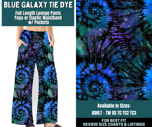 Preorder! Closes 2/5. ETA May. Blue Galaxy Tie Dye Full Length Lounge Pants