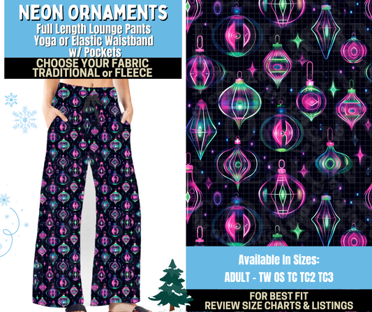 Preorder! Closes 8/28. ETA Nov. Neon Ornaments Lounge Pants Choose Fleece or Traditional