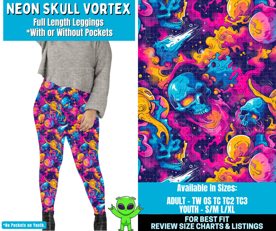 Preorder! Closes 2/11. ETA May. Neon Skull Vortex Combo Legging Lengths