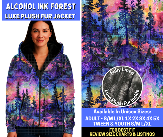 Preorder! Closes 10/29. ETA Jan. Alcohol Ink Forest Luxe Fur Jacket